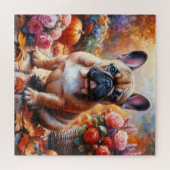 Franse Bulldog herfsttuin Legpuzzel (Horizontaal)