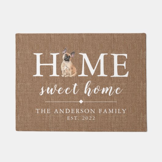 Franse Bulldog Home Sweet Home Doormat Deurmat (Voorkant)