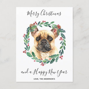 Franse Bulldog hond Elegant Vrolijk Kerstfeest Feestdagenkaart