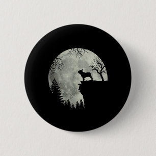 Franse Bulldog Hond En Maan T-shirt Halloween Ronde Button 5,7 Cm