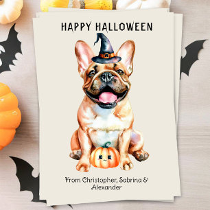 Franse Bulldog hond gelukkig Halloween Feestdagenkaart