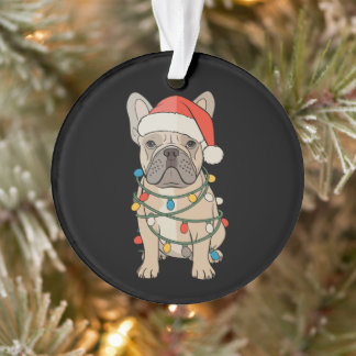 Franse Bulldog Hond Kerstman Hoed Vrolijk Kerstmis Ornament