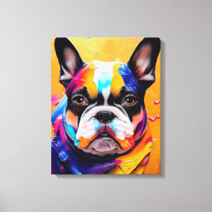 Franse Bulldog hond Pet Leuk Schattig Dierenbedrij Canvas Afdruk