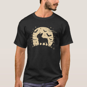 Franse Bulldog Huilende Volle Maan Halloween Kostu T-shirt
