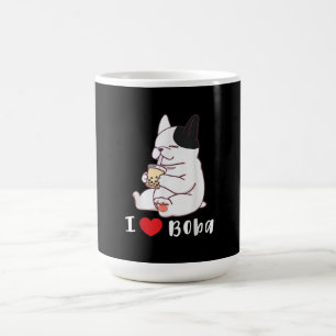 Franse Bulldog I Love Boba Bubble Milk Tea Dog Cut Koffiemok
