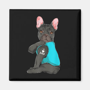 Franse Bulldog I Love Dad Tattoo Kleding, Dog Dad Magneet