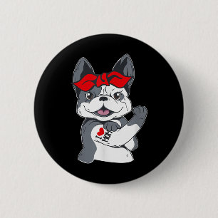 Franse Bulldog I Love Mam Tattoo Ronde Button 5,7 Cm