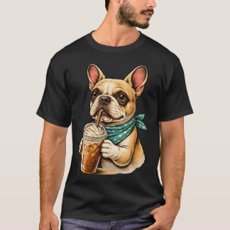 Franse Bulldog Iced Coffee Fancy Pup T-shirt