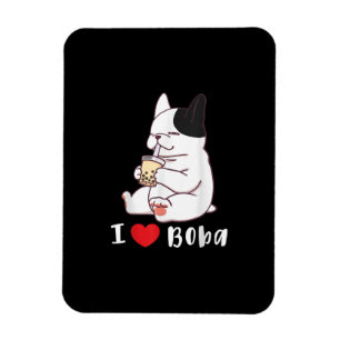 franse bulldog Ik hou van boba bubble milk tea gif Magneet