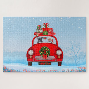 Franse Bulldog In Auto Met Kerstman  Legpuzzel
