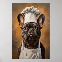 Franse Bulldog in Chefkoker Poster, Huisdierposter