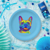 Franse Bulldog in Color Papieren Bordje (Feest)
