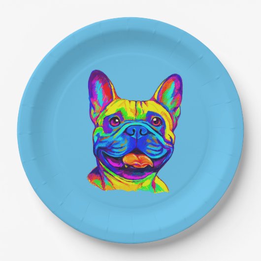 Franse Bulldog in Color Papieren Bordje (Voorkant)