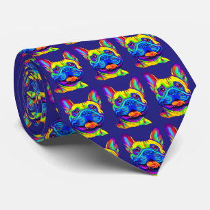 Franse Bulldog in Colors Stropdas
