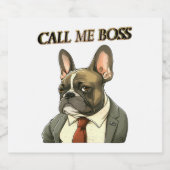 Franse Bulldog in een pak Sparkling Wijnetiket (Enkel label)