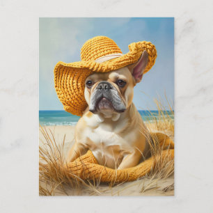 Franse Bulldog in Gebreide Honden Kleding Feestdagenkaart