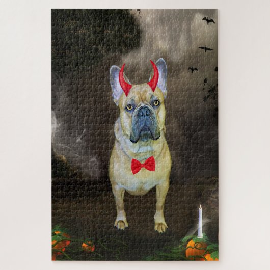 Franse Bulldog in Halloween kostuum Legpuzzel (Verticaal)
