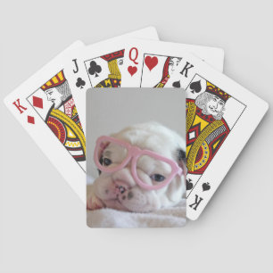 Franse Bulldog in Hart Bril Pokerkaarten