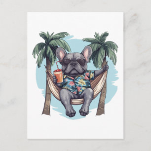 Franse Bulldog in Hawaiaanse Top Briefkaart