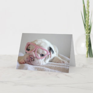 Franse Bulldog in Heart Glasses Kaart