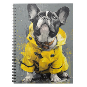 Franse Bulldog in het Gele Regenjas Notitieboek