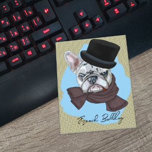 Franse Bulldog in hoed en sjaal Briefkaart