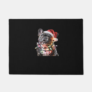 Franse Bulldog in Kerstmannetje verpakt in Kerst L Deurmat