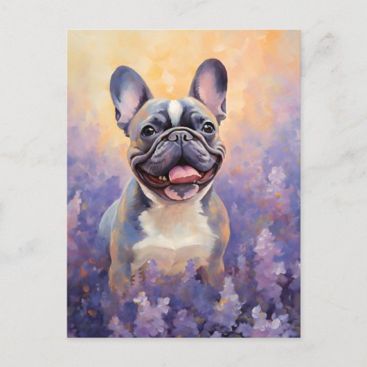 Franse Bulldog in Lavender veld Briefkaart (Voorkant)