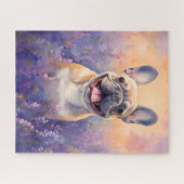 Franse Bulldog in Lavender veld Legpuzzel (Horizontaal)
