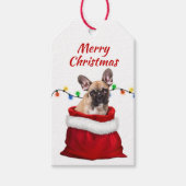Franse Bulldog in Santa Bag Gift Labels Cadeaulabel (Voorkant)