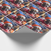 Franse Bulldog in Santa Hat Cadeaupapier (Hoek)