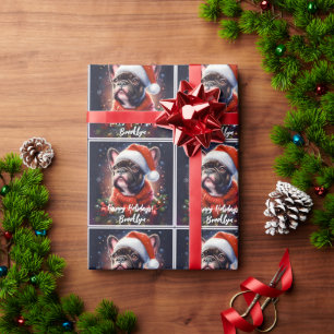 Franse Bulldog in Santa Hat Cadeaupapier