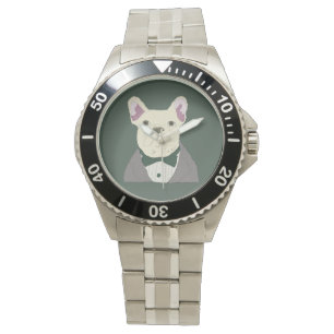 Franse Bulldog in smoking Horloge