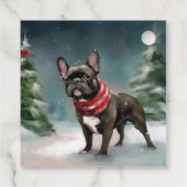 Franse Bulldog in Sneeuw Kerstmis Bedankjes Labels (Achterkant)