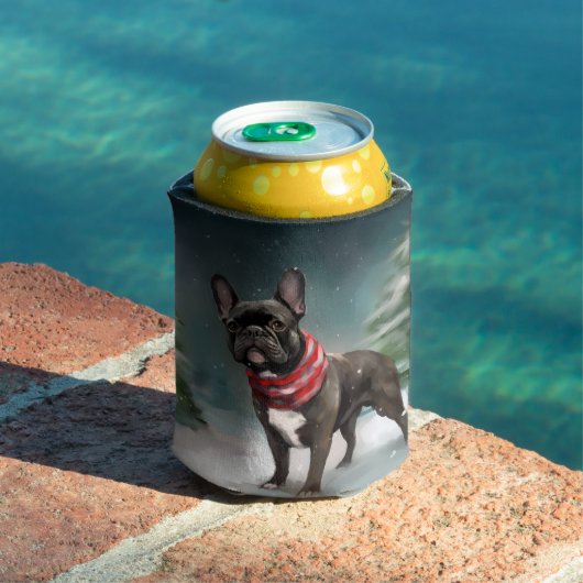 Franse Bulldog in Sneeuw Kerstmis Blikjeskoeler (Insitu Zwembad)