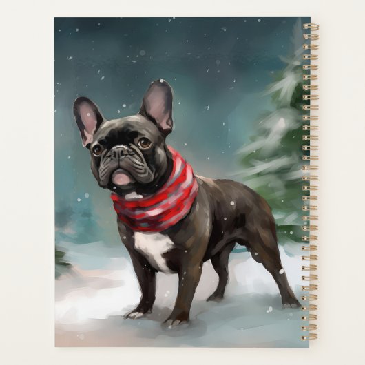 Franse Bulldog in Sneeuw Kerstmis Planner (Achterkant)