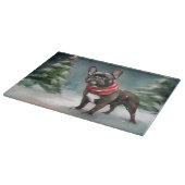 Franse Bulldog in Sneeuw Kerstmis Snijplank (Hoek)