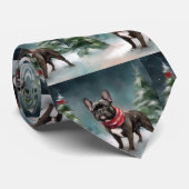 Franse Bulldog in Sneeuw Kerstmis Stropdas (Opgerold)