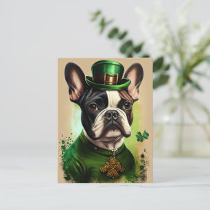 Franse Bulldog in St. Patrick's Day Dress Briefkaart