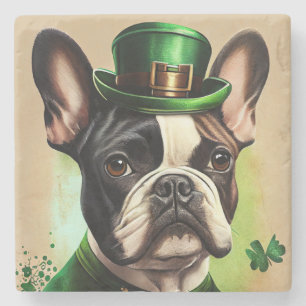 Franse Bulldog in St. Patrick's Day Dress Stenen Onderzetter