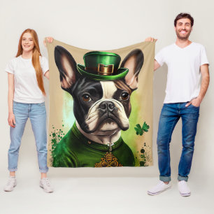Franse Bulldog in St. Patrick's Day jurk Fleece Deken