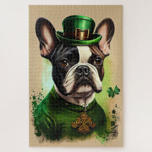 Franse Bulldog in St. Patrick's Day jurk Legpuzzel