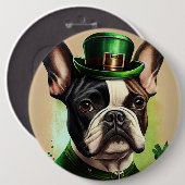 Franse Bulldog in St. Patrick's Day-jurk Ronde Button 6,0 Cm (Voorkant /achterkant)