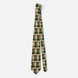 Franse Bulldog in St. Patrick's Day-jurk Stropdas