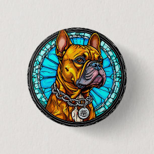 Franse Bulldog in Weelderig Ontwerp Ronde Button 3,2 Cm