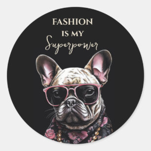 Franse Bulldog in zonnebril Hawaiian shirt dog Ronde Sticker