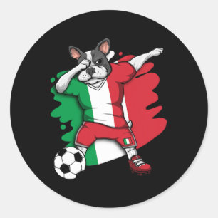 Franse Bulldog Italië Voetbal Fans Jersey Football Ronde Sticker