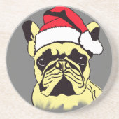 Franse Bulldog Kerst Cartoon Sandstone Onderzetter (Voorkant)