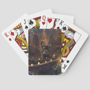 Franse Bulldog Kerst Feestelijke Reis Pokerkaarten