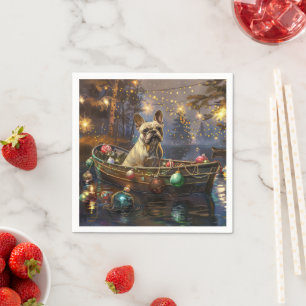 Franse Bulldog Kerst Feestelijke Reis Servet